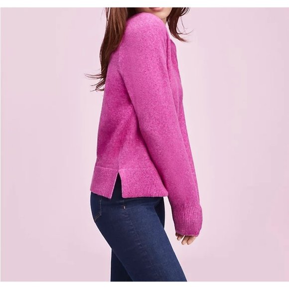LOFT Deep Fuchsia Relaxed V-Neck Sweater S - Picture 5 of 8